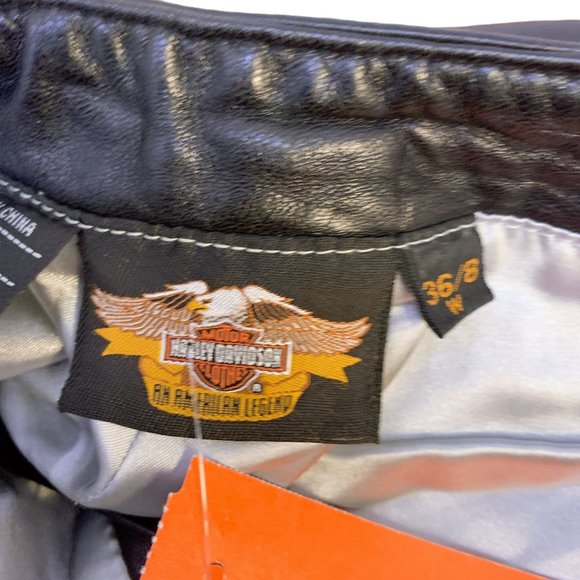 Harley-Davidson Black Leather Motorcycle Pants Size 8/36 - Picture 6 of 8